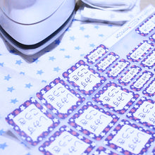 画像をギャラリービューアに読み込む, カラフル絵柄のお名前シール『アイロンラバーお名前シール(B5サイズ47枚入り)』